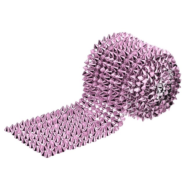 Unique Bargains 2 Yards Sew Stitch on Cone Spikes Studs, 12Rows Plastic Flat Back Spike Rivet Punk Trim Ribbon, Pink