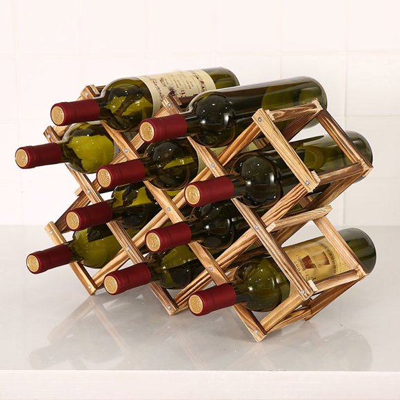Dvkptbk The Projector Foldable 10 Bottle Wooden Stackable Wine Cellar Racks Storage Racks Countertop Home & Garden
