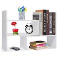thumbnail image 2 of Hossejoy Wood Adjustable Desktop Storage Organizer Display Shelf Rack, Office Supplies Desk Organizer,White, 2 of 4