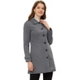 thumbnail image 1 of INSPIRE CHIC Manteau Long d'Hiver pour Femme à Col Peter Pan, à Simple Boutonnage, Bleu Foncé, TP, 1 of 5