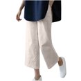 thumbnail image 1 of VEKDONE Womens Cotton Linen Capris Pants Khaki M, 1 of 3