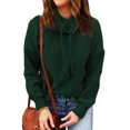 thumbnail image 4 of KIHOUT Printemps Hiver Hauts pour Femmes Mode Manches Longues Col Rond Chandail à Enfiler Couleur Unie Chandail à Capuchon Décontracté Blouse Hauts, 4 of 9