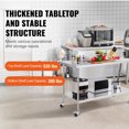 thumbnail image 3 of KFFKFF Silver Commercial Kitchen Workstation, 30 x 60 x 38 Inch, Stainless Steel, Equipped with 4 Casters, 3 Height Settings, Robust Food Preparation Table for Restaurant Use, 3 of 9