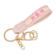 thumbnail image 2 of Short Fabric Embroidered Keychain for Mother's Day, Handmade Crochet Design with Leather Details, Measuring 15.5x3x1cm, Ideal as Key Accessory or Gift, 2 of 6