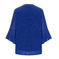 thumbnail image 4 of Meichang Womens Ruffle 3/4 Sleeve Notch V Neck Double Layers Mesh Blouses Loose Fit Flowy Tunic Tops Solid Lightweight Work Shirts on Clearance, 4 of 7