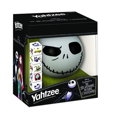 Disney Yahtzee The Nightmare Before Christmas Jeu de dés / Jouet de Collection Jack Skellington / Jeu de dés Familial et Jeux de Voyage