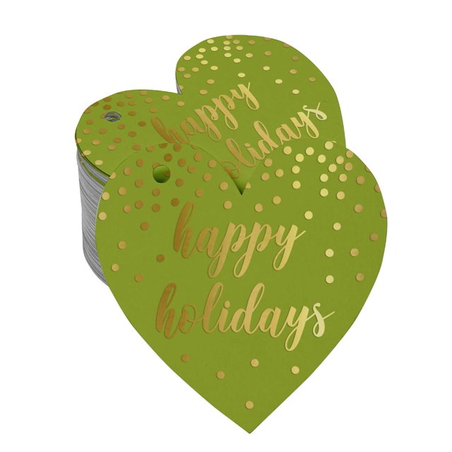 Inkdotpot Gold Foil Paper Hang Tag Happy Holiday Favor Tag 100 Pieces
