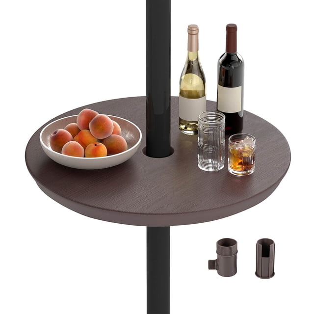 Costway Table de Parasol d'Extérieur Réglable de 20” pour Perche de Parasol de Patio de 1,5” et 1,9” Café