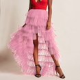 thumbnail image 2 of Jupe Longue Plissée Taille Haute à Volants en Tulle pour Femmes, 2 of 5