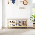 thumbnail image 2 of Banc d'Entrée à 2 Niveaux - Banc de Rangement Moderne pour Chaussures avec Coussin, Supporte jusqu'à 330 Lb, Or Élégant, 2 of 7