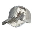 thumbnail image 1 of letairis Breathable WomenAdjustable Ponytail Baseball Cap Sun Protection Fashionable UV Protection Sun Caps silver, 1 of 6
