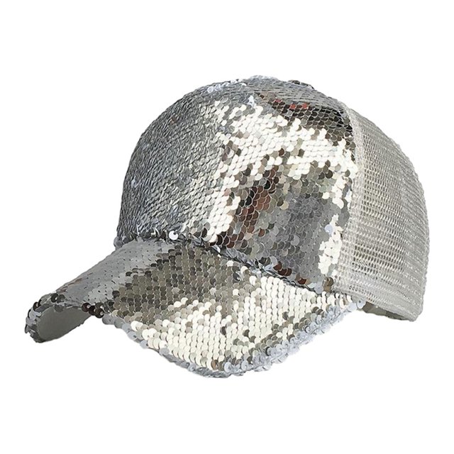 letairis Breathable WomenAdjustable Ponytail Baseball Cap Sun Protection Fashionable UV Protection Sun Caps silver