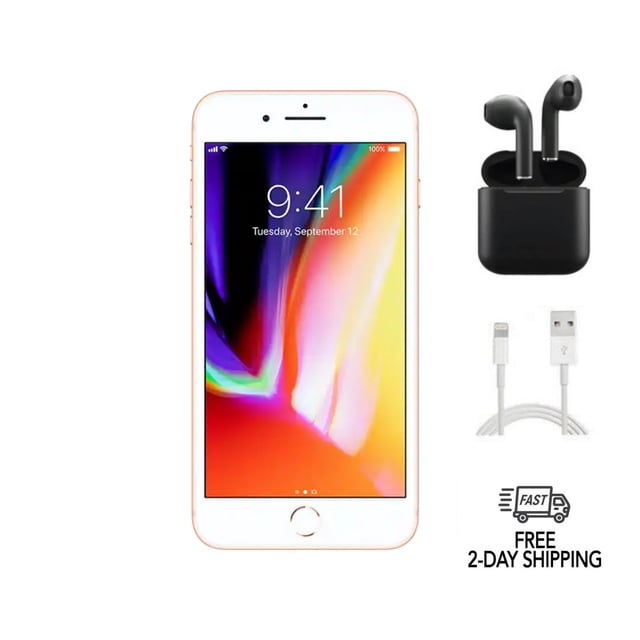 Refurbished Apple iPhone 8 Plus A1864 (Fully Unlocked) 64GB Gold (Grade B) w/ Wireless Earbuds