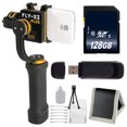 thumbnail image 1 of ikan FLY-X3-Plus 3-Axis Smartphone Gimbal Stabilizer with GoPro Mount + 128GB SDXC Class 10 Memory Card + SD Card USB Reader + Memory Card Wallet + Deluxe Starter Kit Bundle, 1 of 1