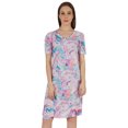 thumbnail image 1 of Moomaya Robe Midi en Jersey de Coton Imprimé pour Femmes, Col en V, Été, Manches Courtes, Longueur Genou, 1 of 4