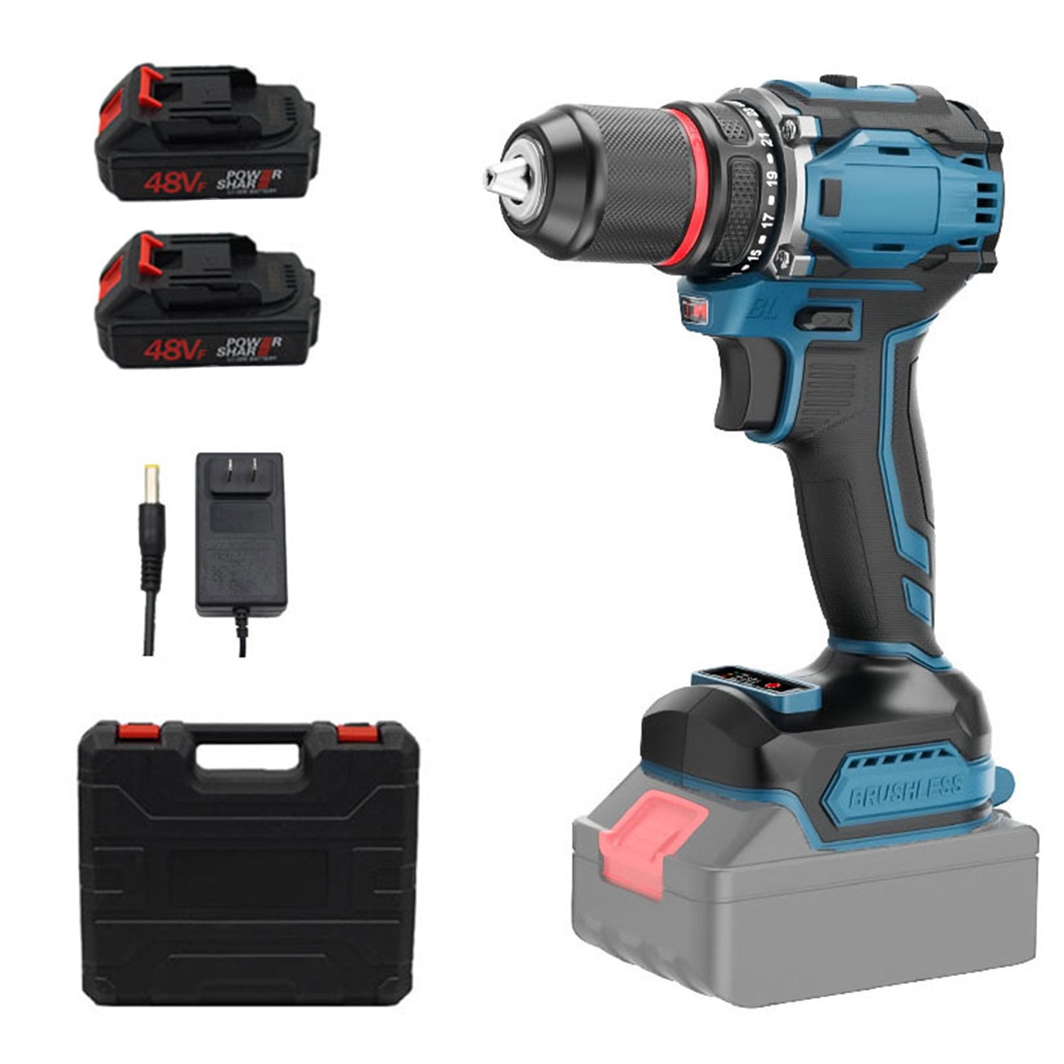 Mistaha 21V Lithium Electric Hand Drill with Brushless Motor, Two-Speed Household Screwdriver Kit - US/EU/AU/UK Plug Options, 1200mAh Battery, 10MM Chuck, Dual Power Charging, Metal + ABS Build,