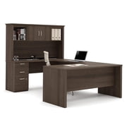 Bestar Logan 66W Bureau administratif U ou L-Shaped avec Pedestal et Hutch en antigua