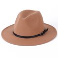 thumbnail image 1 of Woman Winter Cap, Felt Hat, Leather Belt Keep Warm Relaxed Breathable Soft Windproof Bucket Round Hat, 1 of 9