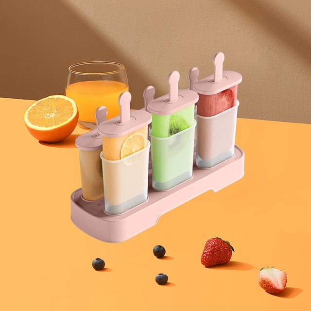 Kit de Moules à Glaces pour Crèmes Glacées Maison - Bac de Congélation en Plastique avec Système de Démoulage Facile, Grille à Glaçons, Rose, JKODE