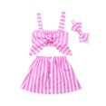 thumbnail image 3 of Ensemble 2 Pcs pour Tout-Petits Fille Été Crop Tops T-Shirt Jupe Courte Robe Vêtements, 3 of 4