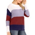 thumbnail image 1 of RKSTN Sweaters for Women Fashion Sleeves Round Neck Color Matching Loose Tops Blouse Knitted Sweater Fall Sweaters, 1 of 5