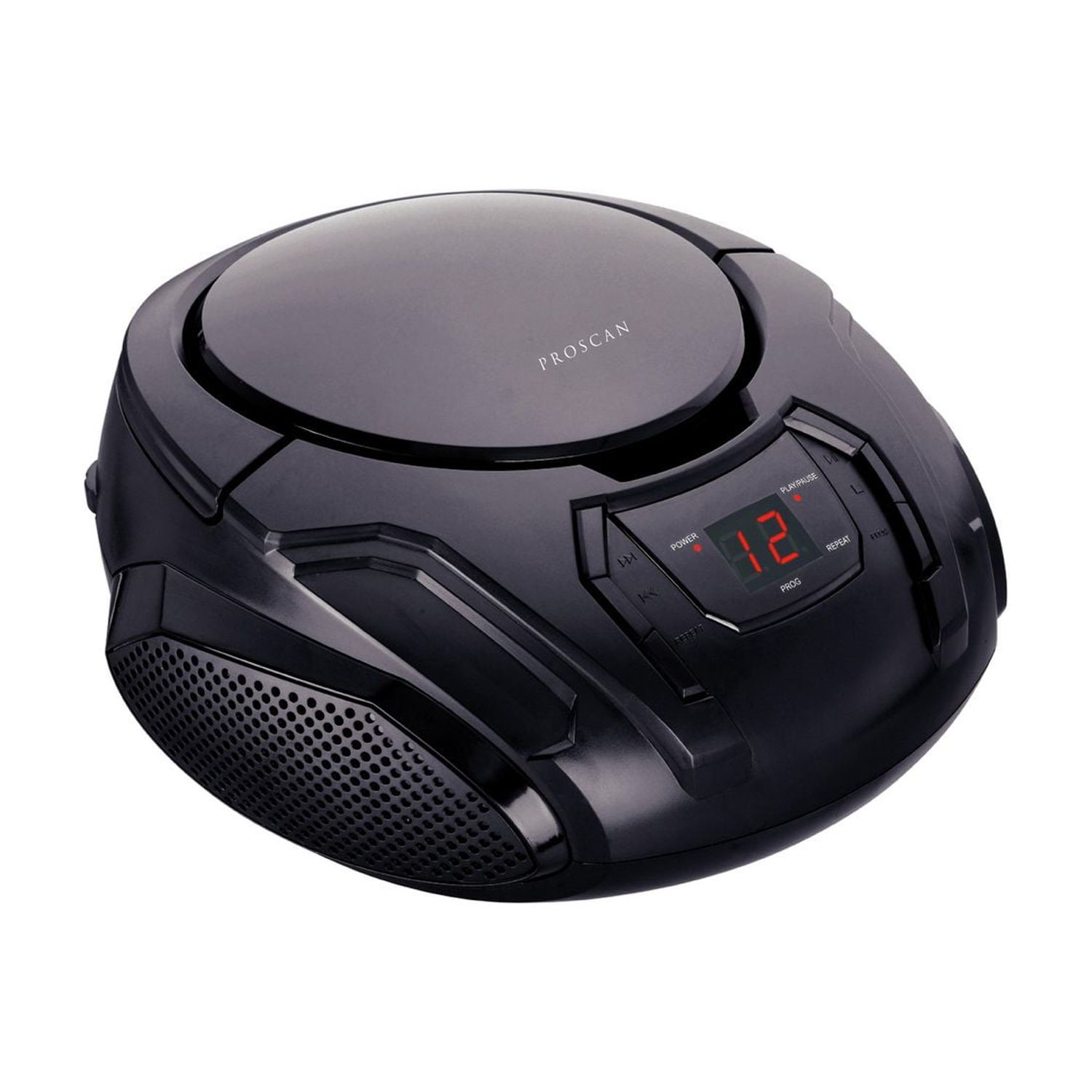 Radio-CD portable Proscan, entrée auxiliaire, affichage LED, haut-parleurs stéréo, lecture CD programmable, noir