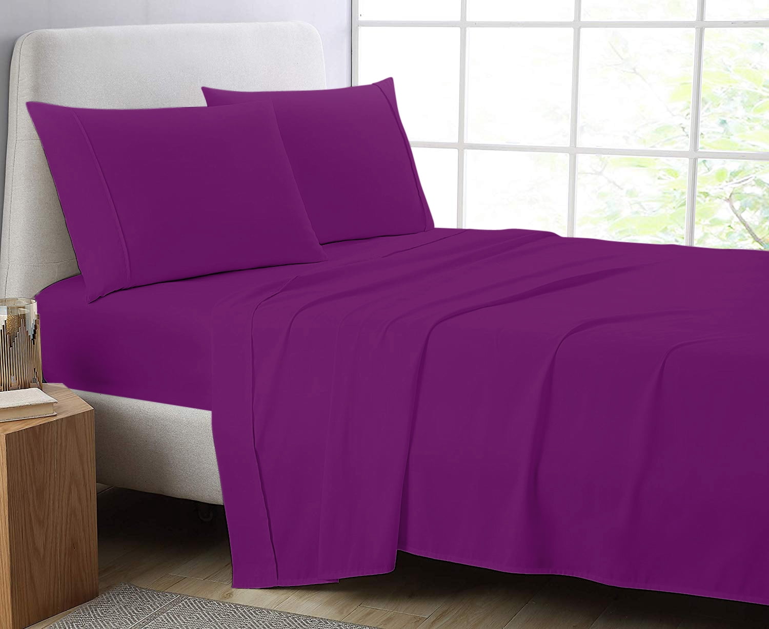 Cotton Metrics 4pc Sheet Set 600TC 100% Organic Cotton 4pc Bedding Set (Fitted sheet, Flat sheet, 2 Pillowcases) All Sizes & Colors