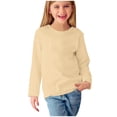 thumbnail image 1 of LOVZFMLL Hauts pour Petites Filles, T-Shirt de Pyjama à Col Rond à Manches Longues, Uni, Essentiel, Confortable, Polyvalent pour Tous les Jours, Superposition, Vêtements d'Automne 9-10 Ans Vêtements pour Filles, 1 of 7