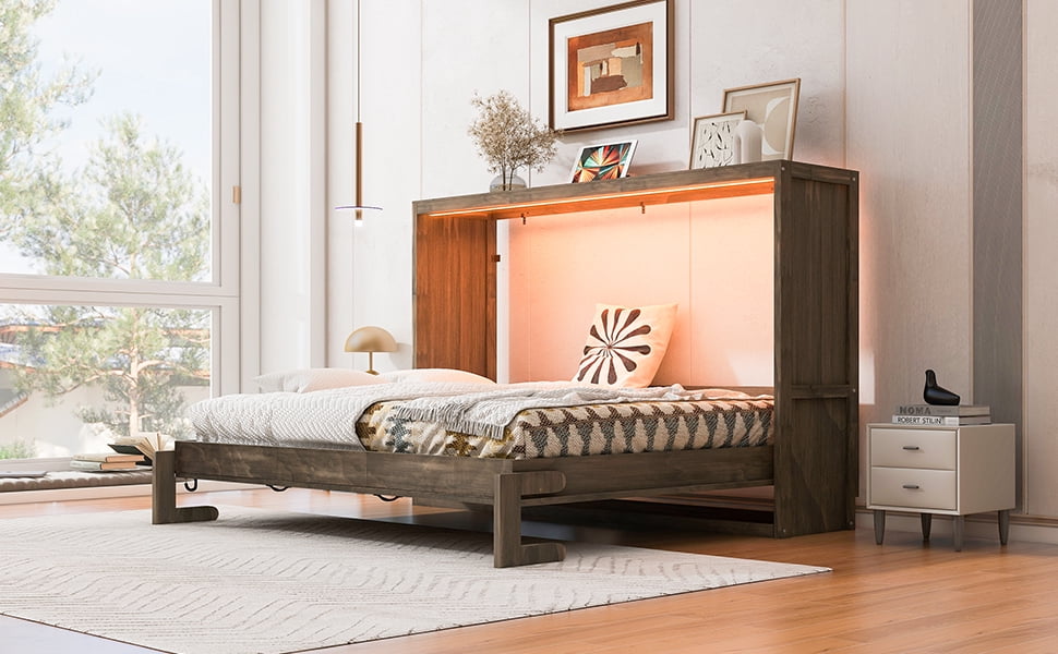Lit escamotable Noble House double avec éclairage DEL, brun