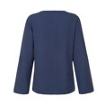 thumbnail image 4 of Mode Femme Ample Manches Longues Col en V T-Shirt Blouse Décontractée Unie, 4 of 9