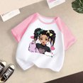 thumbnail image 3 of GDREDA Vêtements Fille Enfant Bébé Filles Mignon Col Rond Manches Courtes Imprimé Manches Raglan Tee Été Décontracté T-Shirt T-Shirts Fille Rose,9-10 Ans, 3 of 3