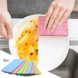 XIPYYKM 6-Count Éponges de cuisine- Eponges cellulosiques comprimées non égratignées Éponge naturelle pour les voitures de salle de bains de cuisine, amusantes coupures DIY pour Absorber l'eau avant utilisation, couleur aléatoire