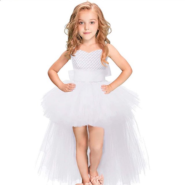 Robes pour Tout-Petites Filles Robes de Cérémonie pour Tout-Petites Robe Blanche pour Filles Robe de Princesse d'Anniversaire Robes de Pâques pour Tout-Petites Filles 2-3 Ans
