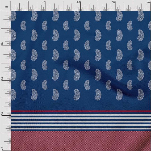 Soimoi Poly Crepe Fabric Check,Stripe & Paisley Panel Print Fabric by The Yard 52 Inch Wide