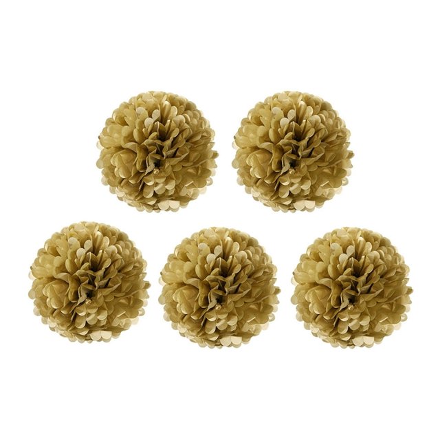 CHOK 5 Pcs Boules de Fleurs en Papier Doré 8” avec Pompons