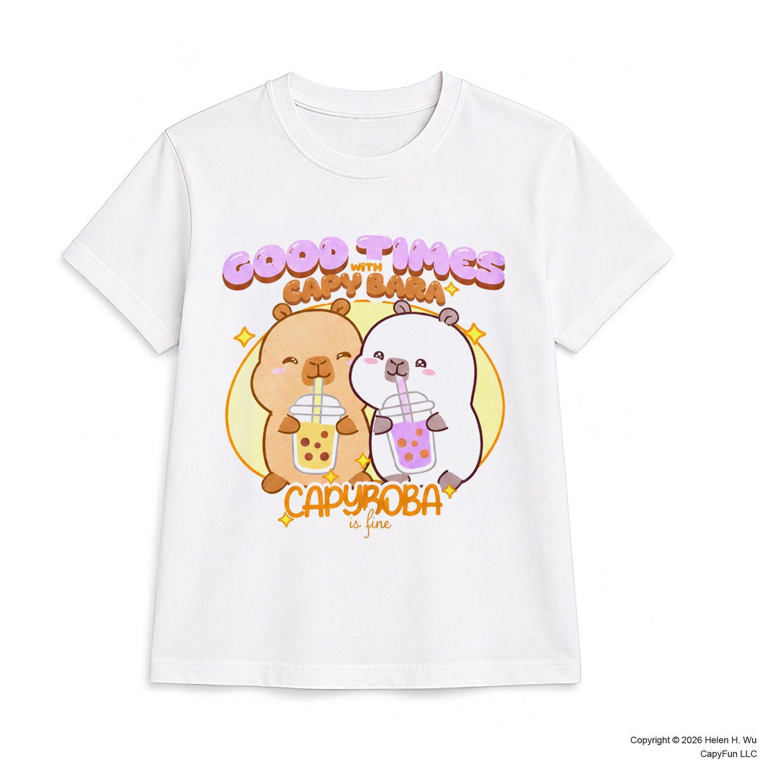 CapyFun T-Shirt Graphique Capybara Pour Femmes, Blanc