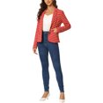 thumbnail image 2 of INSPIRE CHIC Blazer à Rayures pour Femme à Revers Cranté, Manches Longues, Boutonné, Rouge, TP, 2 of 6