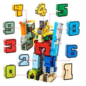 Assemblez Robots Transformation Construire des blocs Action Figure Modèle de voiture Déformer Nombre Lettres Alphabet Math Jouets éducatifs