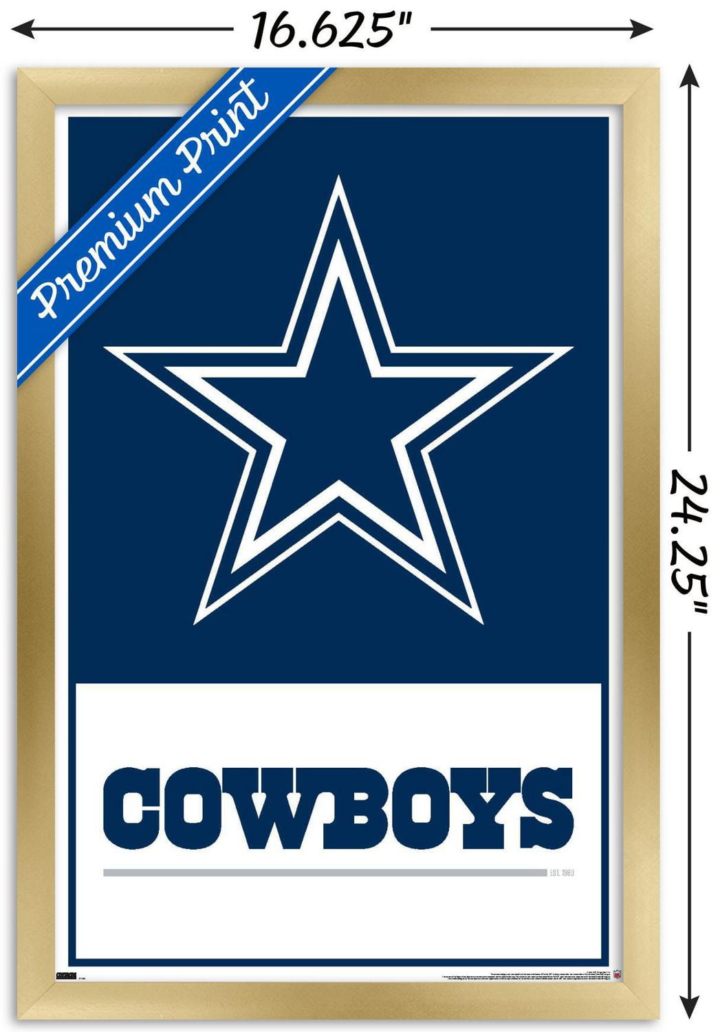 NFL Dallas Cowboys- Logo 21 Wall Poster, 14.725" x 22.375" Framed