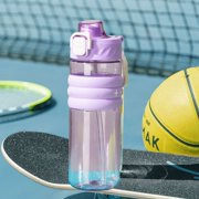 pstuiky Silicone Sports Water Bottle 650Ml Large Capacity with Straw & Leak-Proof Lid Bpa-Free Plastic Portable with Carrying Loop for Gym, Hiking, Travel, Car & Office