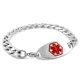 thumbnail image 1 of MedicEngraved Bracelet à Maillons Gourmette 9 mm en Acier Inoxydable 316L Chirurgical avec Étiquette Médicale en Émail - Gravure Médicale Incluse, 1 of 1