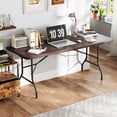thumbnail image 4 of Costway 6 ft Portable Folding Table with Wood Grain HDPE Tabletop Safe Lock Mechanism Brown, 4 of 10