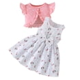 thumbnail image 1 of Hiiyo Infant Girls Outfits Summer Bow Floral Sundress with Ruffle Shirt Coat, Sizes 6-9M, 1 of 8