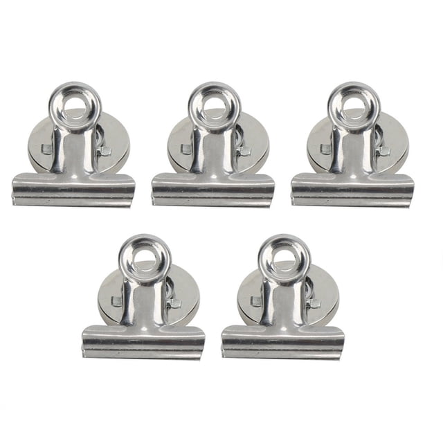 LOVEVER 5 Pcs Clips Magnétiques Ronds en Acier Inoxydable Plaqué Nickel Ensemble de Fixation Magnétique Puissant (Argent)