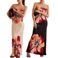 thumbnail image 4 of Gupgi Robe Tube à Imprimé Floral pour Femmes, Sans Bretelles, Dos Nu, Longue, Vintage, Épaules Dénudées, Cocktail, Plage, 4 of 8