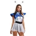 thumbnail image 1 of iiniim Femmes 2 Pcs Costume Alien Costume de Combattant Spatial à Paillettes Justaucorps d'Astronaute Robe Tutu Tenue Alien Argent G, 1 of 5
