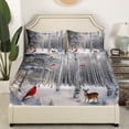 thumbnail image 3 of Erosebridal Merry Xmas Bed Sheets Set Twin Size, Animals Print Bedding Set, Winter Snowflakes Decorative, 3 of 6