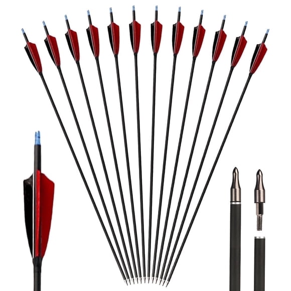 Flèches 6/12 Pcs Flèches Carbone 31,5 Pouces Sont Utilisées pour le Tir à l'Arc Recourbé et la Pratique de Chasse