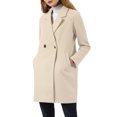 thumbnail image 2 of Allegra K Women's Double Breasted Lapel Raglan Long Sleeve Mid Length Overcoat M Cream White, 2 of 8