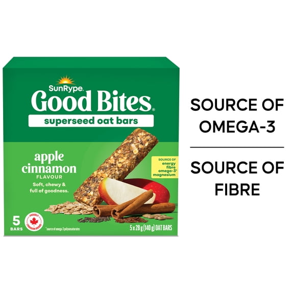 SunRype Good Bites barres aux supergraines et avoine pomme cannelle 5 x 28g